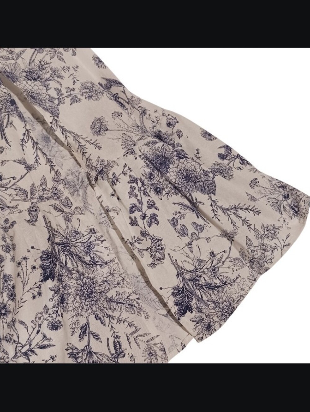 SOLD Indigo Rose Floral Toile Puff Sleeve Belted Cottage Midi Dress - Picture 7 of 9